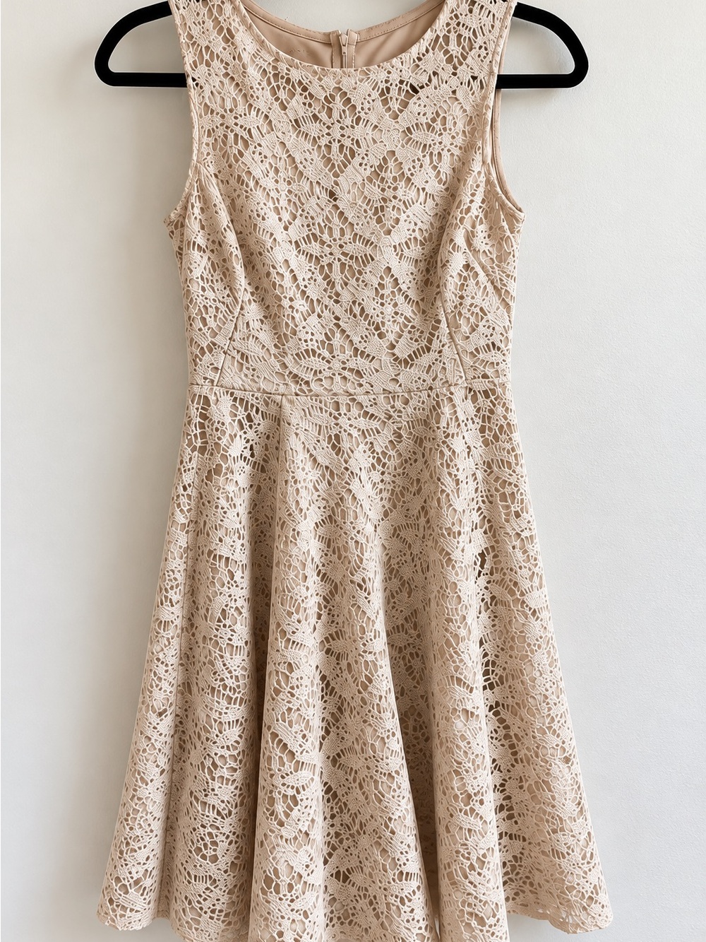 London Times Cream Lace Fit & Flare Dress